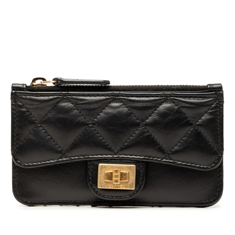 CHANEL Black Lambskin Leather Wallet